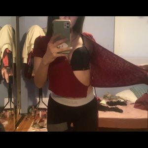 Burgundy Open front Shirt